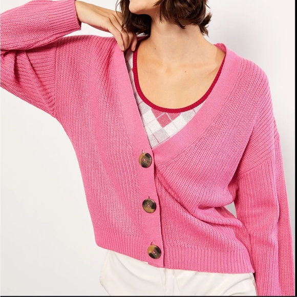 🔥Pink Button-Up Women's Sweater - Picture 1 of 5